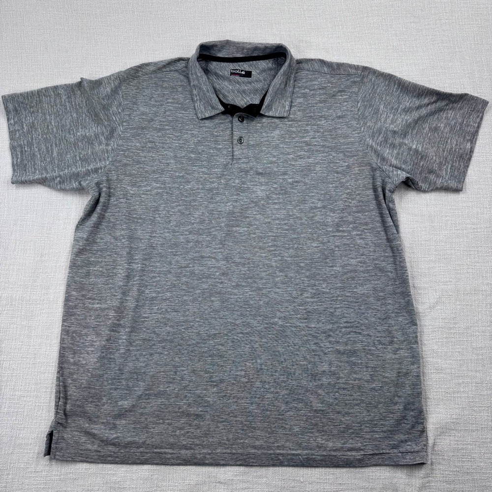 Bolle Mens 2XL Grey Heathered Performance Golf Polo Shirt Short Sleeve Active